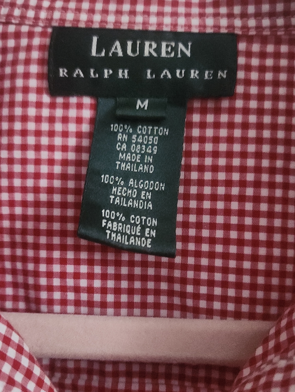 Lauren Ralph Lauren Womens Red Gingham Button-Up Shirt